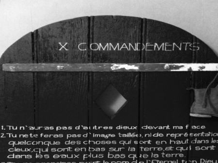 Porte en chêne "Les 10 Commandements" Bleu